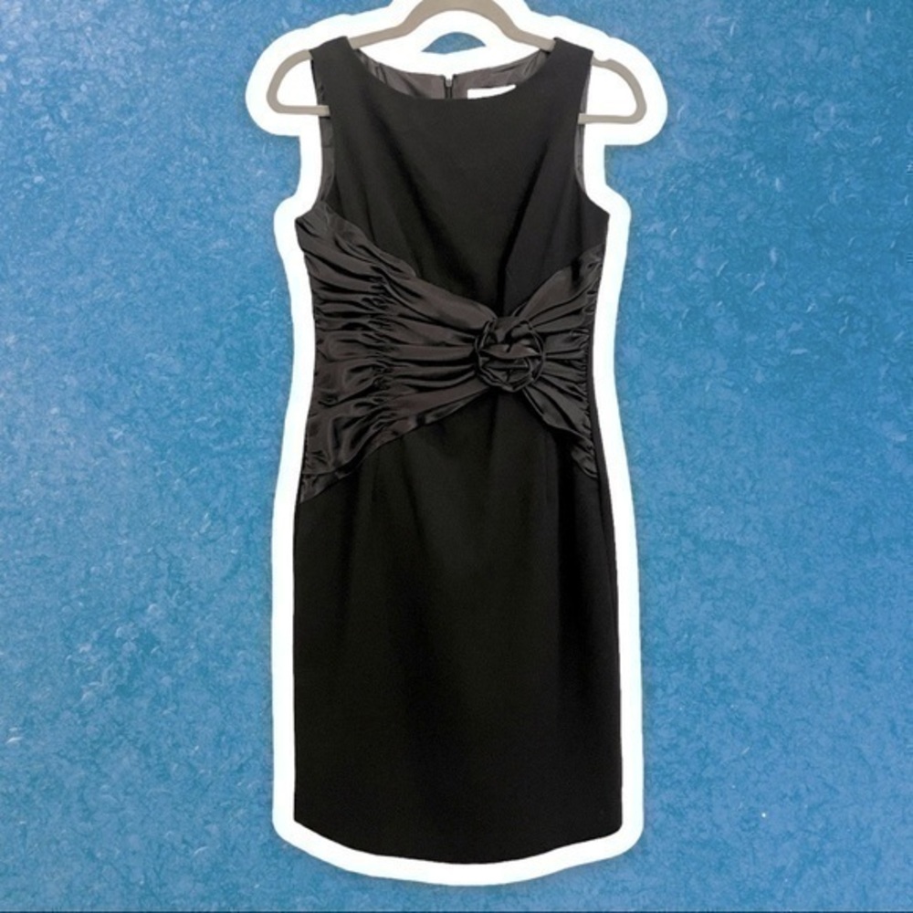 SANDRA DARREN 4 Black Sleeveless Satin-Waist Dress